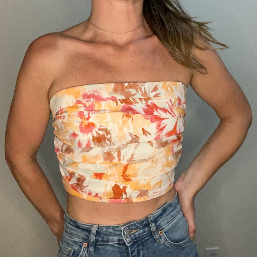 Abercrombie Strapless Poplin Ruched Top